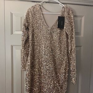 Vero Moda Sequin Dress in Gold